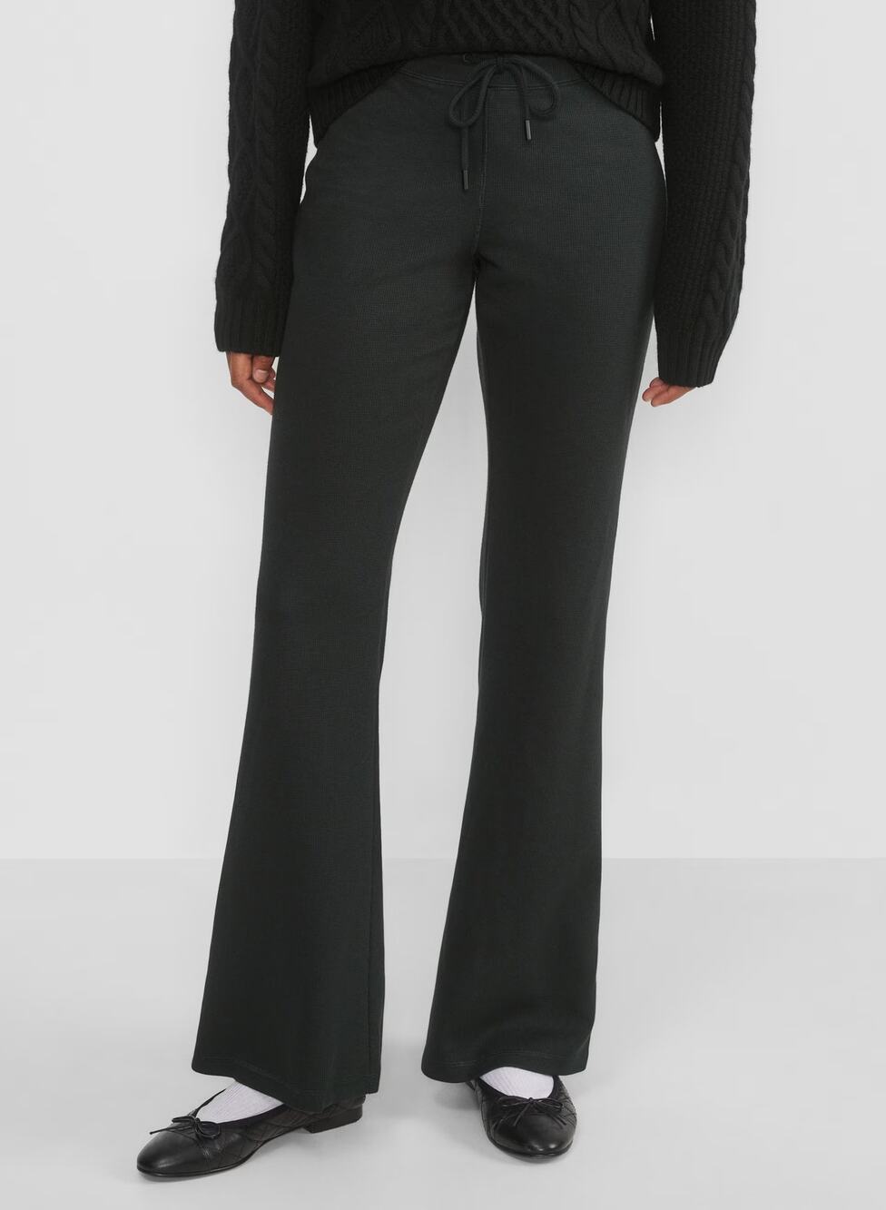 Sunday Best Pants Women's XS Aritzia Black Thermal Pull On Lounge Flare Comfort